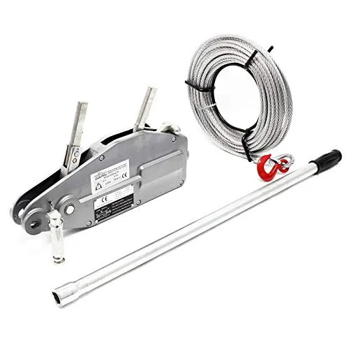 Wiltec Handseilzug 800 kg mit 20 m Stahl-Seil - Handwinden für anspruchsvolle Anwendungen, mit einer Traglast von 800 kg und einem 20 m langen, robusten Stahl-Seil für vielseitige Einsatzmöglichkeiten.