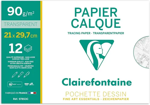 Clairefontaine Transparentpapier 90/95 g/qm DIN A4 12 Blatt