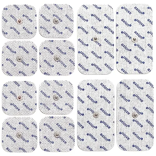 12er Misch-Set Haft-Elektroden - kompatibel mit TENS-Geräten & EMS-Trainern von Sanitas (wie SEM43, SEM44) & Beurer (wie EM41, EM49) 3,5mm Druckknopf | Wiederverwendbar | Medizinprodukt von axion®