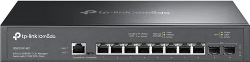 TP-Link Switch Omada SG3210X-M2 - 8-Port 2,5 Gbit/s Managed Switch, cloud-basiertes Management und lüfterloses Design für geräuscharmen Betrieb