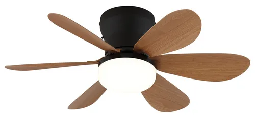 Mini Deckenventilator mit LED Dimmer Lüfter & Fernbedienung Delores Holz 51cm