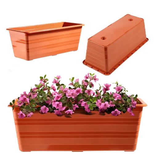 KADAX Blumenkasten aus Kunststoff, Terracotta, 40 cm