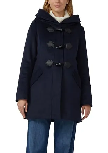 s.Oliver Taillierter Dufflecoat aus Wollmix - Eleganter Dufflecoat mit schmaler Passform und wattierter Kapuze. Ideal für Outdoor-Aktivitäten, bietet er zusätzlichen Komfort und Stil bei jedem Wetter.