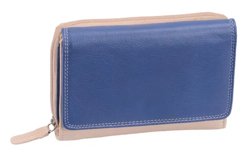 GlücksNugget Geldbörse blau-beige mit Reißverschluss