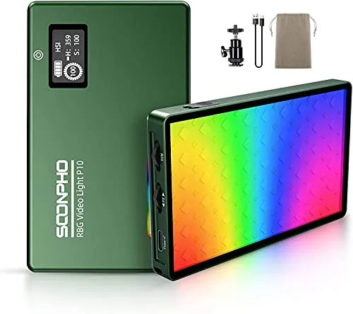 LED Videoleuchte RGB, LED Videolicht Aluminium USB Wiederaufladbarem LED Video Licht mit 4400 mAh Akku 2500K-8500K Dimmbare RGB Licht Fotografie für DSLR Kamera YouTube Videofotografie,CRI97+