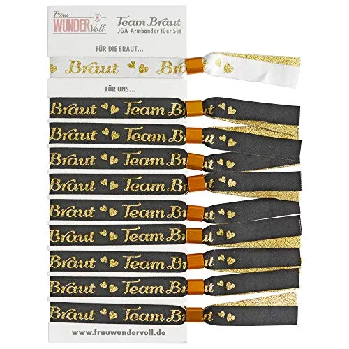 Produktbild Frau WUNDERVoll® JGA Armband für Braut und 9 Freundinnen Inhalt 9 Team Braut Armbänder und EIN Armband für die Braut JGA Junggesellinnenabschied Accessoires Hochzeit Hen Party Schärpe Braut Orden