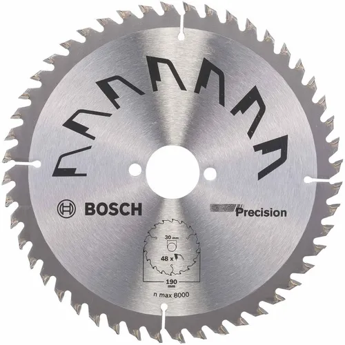 Bosch Accessories Precision 2609256870 Hartmetall Kreissägeblatt 190 x 30mm - Kreissägeblätter mit 48 extra großen Carbide-Zähnen für eine lange Lebensdauer und präzise Schnitte.