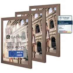 CABBEL Bilderrahmen MDF Holz-Rahmen, Acrylglas, Collagen, Portraits, Poster, Bilder - Foto, für 3 Bilder (Set, 3 St), 3er Set Bilderrahmen 30x40 cm in Braun, Modern, Schmal, Puzzlerahmen, Fotorahmen, Fotogalerie, Wanddeko/Poster braun 30 cm x 40 cm