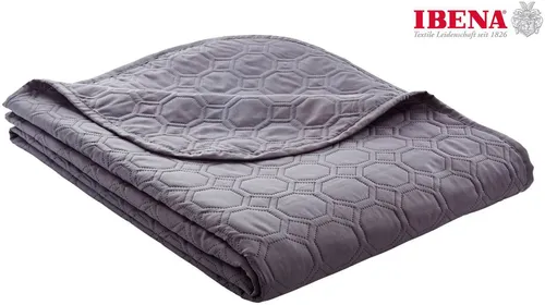 IBENA Nancy Tagesdecke 220 x 250 cm - Kuscheldecke Anthrazit - Bettdecken - Elegante, leicht gefütterte Tagesdecke aus 100% Polyester mit Piqué-Muster für ein gemütliches Schlafzimmer, pflegeleicht und OEKO-TEX zertifiziert.