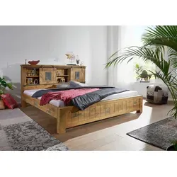 Massives Doppelbett RAILWAY 180x200 aus Mangoholz in beige von Massivholzmöbel24