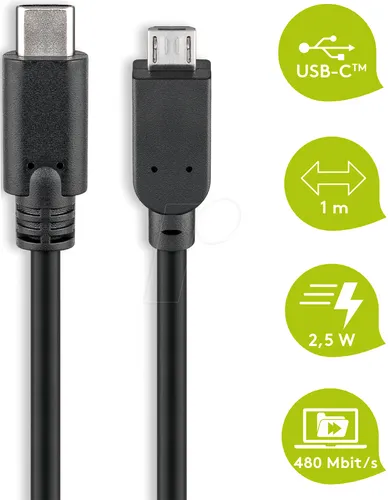 USB 3.1 CMB1SW - USB 2.0 Kabel, C Stecker auf USB 2.0 Micro-B Stecker, 1 m