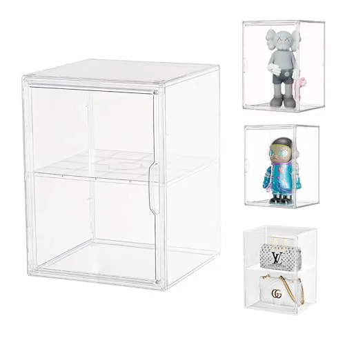 Dasellfa Vitrine Schaukasten Box Acryl Vitrine, Sammlervitrine mit Tür, Für Minifiguren, Figuren Vitrine Kleine, Action Figuren Spielzeug, Modellautos, Sammelfiguren (30*25*40cm)