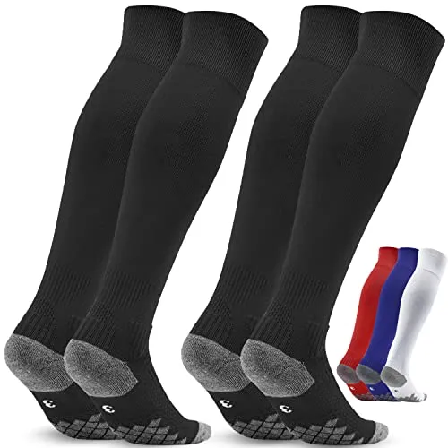 Kinder Stutzen Fussballsocken Fussballstutzen - Fussballstrümpfe Stutzenstrumpf 2 Paar EU 31-34 – Sportsocken Trainingssocke Sockenstutzen - für Fussball, Laufen, Training (Schwarz 1)