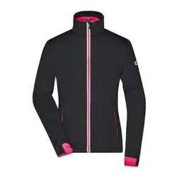 Damen Softshell Sportjacke JN1125, schwarz/hellrot, Größe S - Motorradjacken: Stylische und funktionale Softshelljacke für Damen, ideal für den Sport und Outdoor-Aktivitäten.