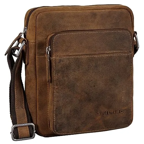 STILORD 'Vittorio' Leder Umhängetasche für Herren - Vintage Messenger Bag aus hochwertigem Echtleder, ideal für Tablets bis 9,7 Zoll. Praktische Fächer sorgen für sichere Aufbewahrung und Übersichtlichkeit.