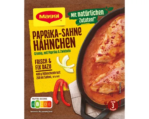 MAGGI Fix für Paprika-Sahne Hähnchen, Würzmischung, mit natürlichen Zutaten*, für 3 Portionen, 1er Pack (1 x 31g)