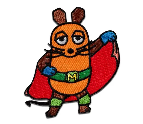 Die Sendung mit der Maus Aufnäher Bügelbild, Aufbügler, Applikationen, Patches, Flicken, zum aufbügeln, Polyester, Mono-Quick Die Maus Superheld - Größe: 7,5 x 6,5 cm