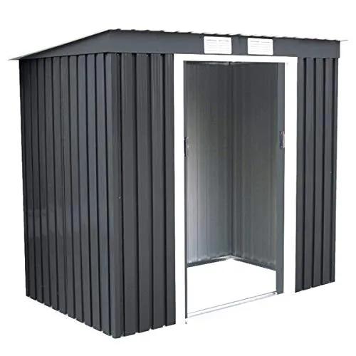 COSTWAY Metall Gerätehaus 213x130x173cm - Gerätehaus aus wetterbeständigem Stahlblech mit 4,2m³ Stauraum, ideal für Gartengeräte; inklusive 2 Schiebetüren für einfachen Zugang und Schutz vor Witterungseinflüssen.