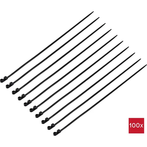 TRU COMPONENTS TC-12814172 Kabelbinder 370mm 4.8mm Schwarz mit Schraubsockel, UV-Witterungsstabil 100St.