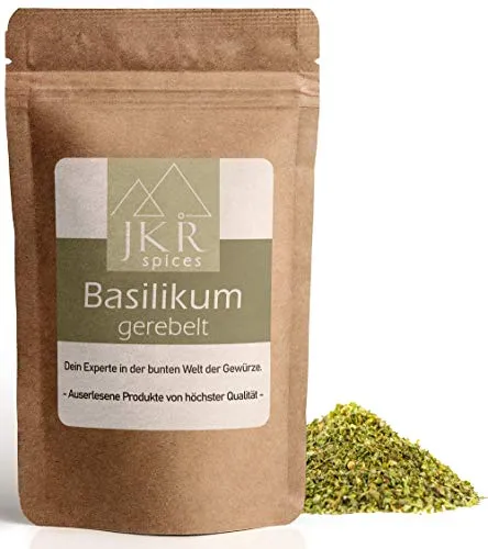 JKR Spices Basilikum schonend getrocknet, Basilikum gerebelt,100% rein und natürlich (500)