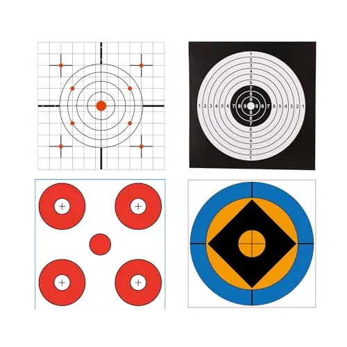 Zielscheiben 14x14 cm 250 g/m² für Airsoft & Luftgewehr, 4 Motive 100