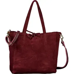 Hausfelder Manufaktur Handtasche Velours Rot - Elegante Handtasche aus hochwertigem Rindleder mit praktischem Reißverschluss und abnehmbarem Schulterriemen. Ideal für jeden Anlass, bietet viel Platz für Ihre Essentials.