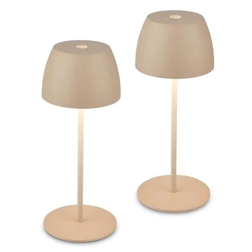 Briloner Leuchten Tischleuchte 2x LED Akku - Nachttischleuchten, kabellose Tischlampe mit Dimmfunktion und warmweißer LED für gemütliches Licht, ideal für Innen- und Außenbereiche.