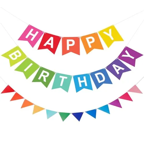 Happy Birthday Girlande, Wimpelkette, Wiederverwendbare Banner Geburtstagspartys, Geburtstagsdeko, für Erwachsene und Kinder Geburtstag Party Dekoration