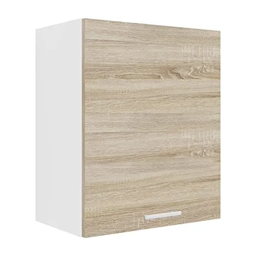 VCM Hängeschrank Esilo 50 cm - Weiß / Sonoma-Eiche - Hängeschrank für die Küche, 50 cm breit, platzsparend und modern mit einfacher Montageanleitung für unkompliziertes Einrichten.