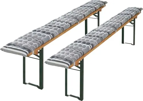 REDBEST Stuhlkissen Bierbank-Auflage 2er-Pack - Streifen - Stuhlkissen für Bierbänke im 2er-Pack mit 6 cm hoher, bequemer Füllung aus Polyester. Ideal für Gartenpartys und Grillabende, sorgt für einen einladenden Look.