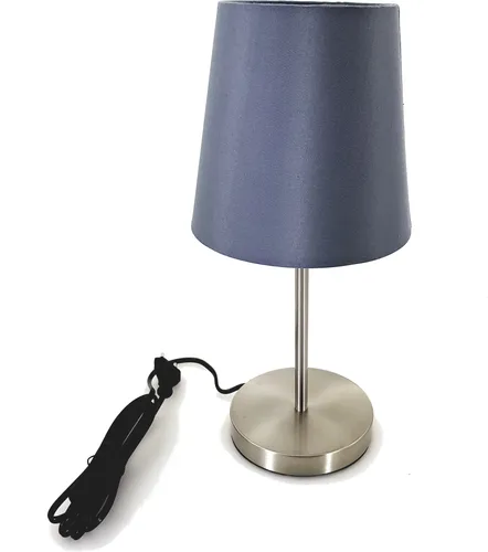 Tischleuchte mit grauem Stoffschirm 