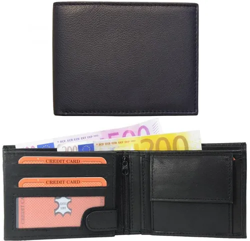 Ware aus aller Welt Geldbörse Echtleder Geldbörse schwarz Nappa-Leder Kombibörse Leder Portemonnaie (1-tlg)