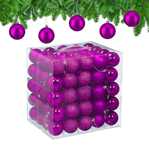 relaxdays Weihnachtsbaumkugel Set 100er, pink/silber in pink von Relaxdays