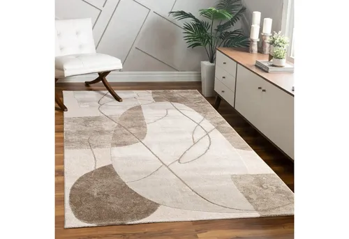 KADIMA DESIGN Teppich Abstrakt Beige 80x150 cm - Hochwertiger Kurzflor-Teppich in Beige (80 x 150 cm) mit schmutzabweisenden Eigenschaften. Ideal für stark frequentierte Bereiche, vereint elegantes Design und Strapazierfähigkeit. Perfekt für Wohnzimmer und Schlafzimmer.