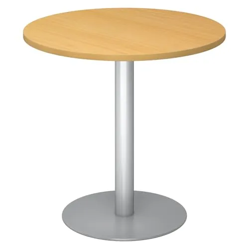 bümö Besprechungstisch - Rund 80 cm, Buche - Kinderschreibtische mit stabiler Tischplatte und massiver Säule, ideal für Besprechungen und kleine Räume. Hohe Kratzfestigkeit und einfacher Aufbau garantieren Langlebigkeit und Nutzungskomfort.
