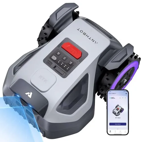 ANTHBOT M5 Mähroboter ohne Begrenzungskabel, Neuer Genie mit NRTK-Navigation & Dual-Kamera, 600 m², Schnitthöhe per App, KI-Hindernisvermeidung, Rasenroboter mit 45% Steigung, für enge 0,65-m-Passagen