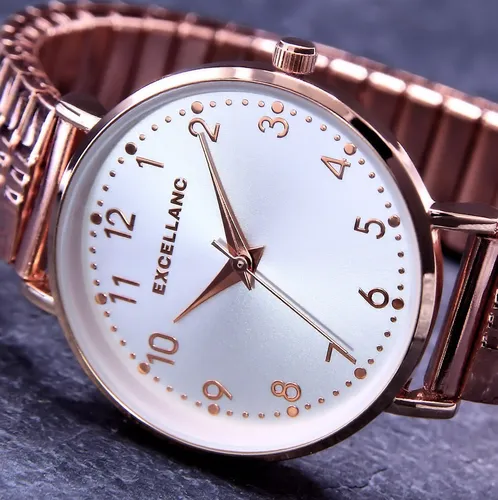 Excellanc Quarzuhr Emily Edelstahl-Zugarmband - Elegante Damenuhr mit 32 mm Gehäuse und hochwertigem Quarzwerk, ideal für stilbewusste Frauen. Bicolor-Design und elastisches Edelstahlarmband sorgen für einen perfekten Sitz.