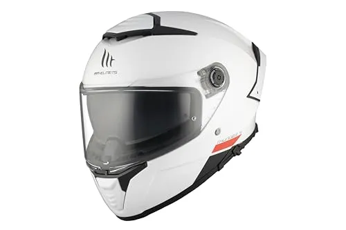 MT Helmets Thunder 4 SV Integralhelm Weiß M - Motorradhelm mit HIRP-Schale für hohe Sicherheit, integrierter Sonnenblende und schnellem Visierwechsel. Ideal für komfortable Fahrten bei wechselnden Lichtverhältnissen.