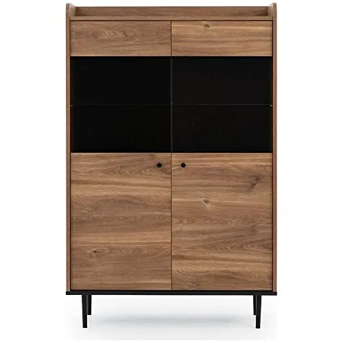Lomadox Highboard Vitrine 90 cm – Modernes Vintage Möbel für Ihr Wohnzimmer - Elegante Vitrine im angesagten Retro Design mit Soft-Close Funktion und robustem ABS-Kantenschutz. Ideal für stilvolle Akzente in Ihrem Wohnraum.