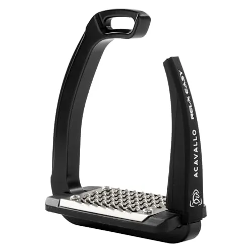 ACAVALLO Sicherheits-Steigbügel REL-X EASY - Farbe Black - Sicherheitssteigbügel für sicheres Reiten, mit innovativem Entlastungsmechanismus für mehr Sicherheit und Komfort.