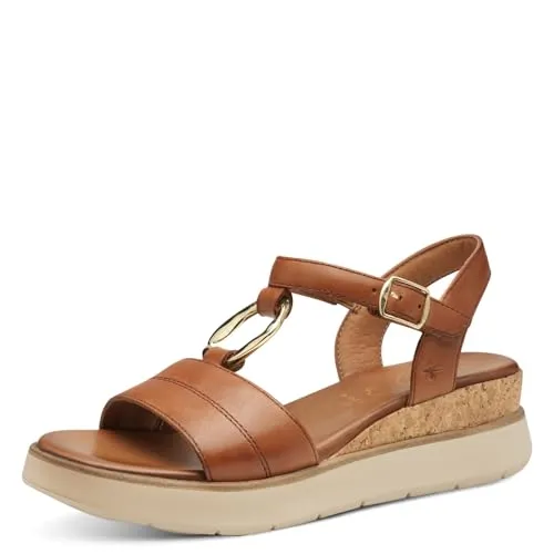 Tamaris Comfort Damen Sandalen flach aus Leder in Braun (Cognac) – 37 EU - Flache Damen Sandalen aus hochwertigem Leder mit T-flow-Technologie für sanfte Dämpfung und optimalen Komfort. Perfekt für sonnige Tage und stilvolle Looks.