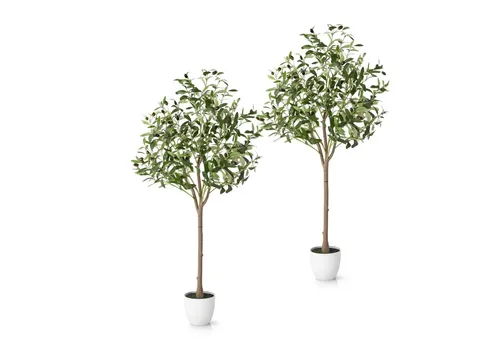 Künstlicher Olivenbaum 120 cm - PASCH - Kunstbaum Olivenbaum für mediterranes Flair: detailgetreue Nachbildung, pflegeleicht und ideal für jeden Raum, perfekt als Dekoration im Wohnzimmer oder Büro.