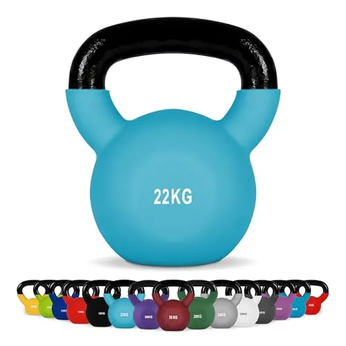MSports® Kettlebell Professional Neopren 2 – 30 kg inkl. Übungsposter - Kettlebells für professionelles Training im Studio oder zu Hause. Hochwertige Neopren-Ummantelung sorgt für Hygiene und Schutz des Bodens. Inklusive Übungsposter für effektives Functional Training.