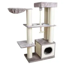 Europet-Bernina Kratzbaum Leicester grau - Stilvoller Kratzbaum in grau, ideal für Katzen zum Kratzen und Spielen, sorgt für Spaß und Entspannung.