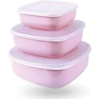 Bestgoodies Vorratsdosen 3er Set Eckig Rosa
