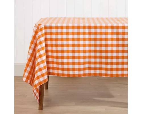 Homescapes Tischdecke Vichy-Karo Tischdecke orange kariert – 137 x 137 cm, 100% Baumwolle (1-tlg)