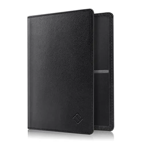 FINTIE Fahrzeugschein Hülle für Zulassungsbescheinigung - Ultradünne Leichte Fahrzeugscheinetui Kreditkartenetui aus Kunstleder Tasche für KFZ Fahrzeugschein/Ausweis/Karten, Schwarz