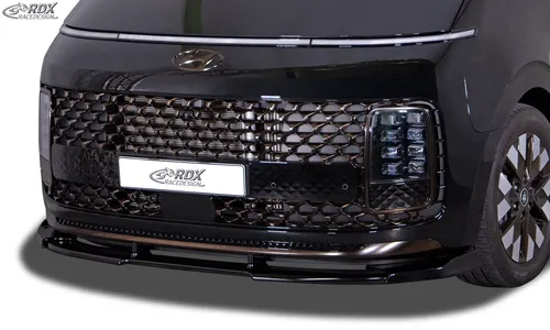 RDX Frontspoilerlippe VARIO-X für HYUNDAI Staria (US4, 2021+) - 3-teilige Frontspoilerlippe aus robustem PUR Kunststoff, verleiht Ihrem Fahrzeug ein sportliches Design und optimale Aerodynamik. Einfache Montage unter der original Frontstoßstange.