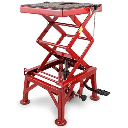 BITUXX Motorradhebebühne Hubständer Hydraulisch für Motorrad und Quad - Hebebühne für Motorräder mit einer Tragkraft von 135 kg und einer maximalen Hubhöhe von 870 mm - perfekt für Wartungsarbeiten und Reparaturen.