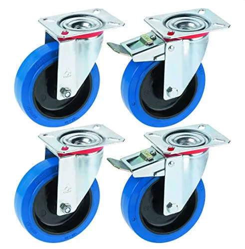 dörner + helmer 450677 Lenkrolle 125mm - Lenkrollen für Möbel, hohe Tragfähigkeit von 200kg und elastische Vollgummireifen für optimalen Fahrkomfort auf verschiedenen Böden.
